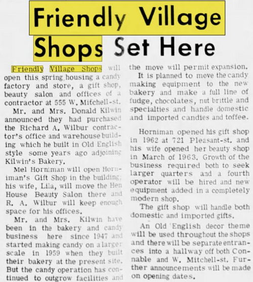 Friendly Village Shops - Jan 1965 Article